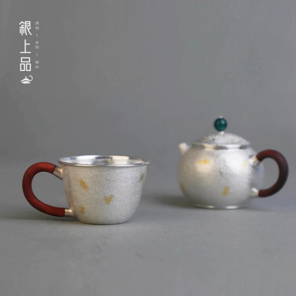 Silver Teapot Teacup Set